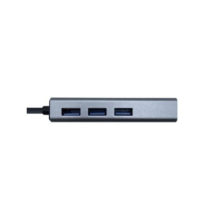 Hub USB 3.0 - Aisens - A106-0401 - 3 Ports USB 3.0 - Gigabit Ethernet - Couleur Gris