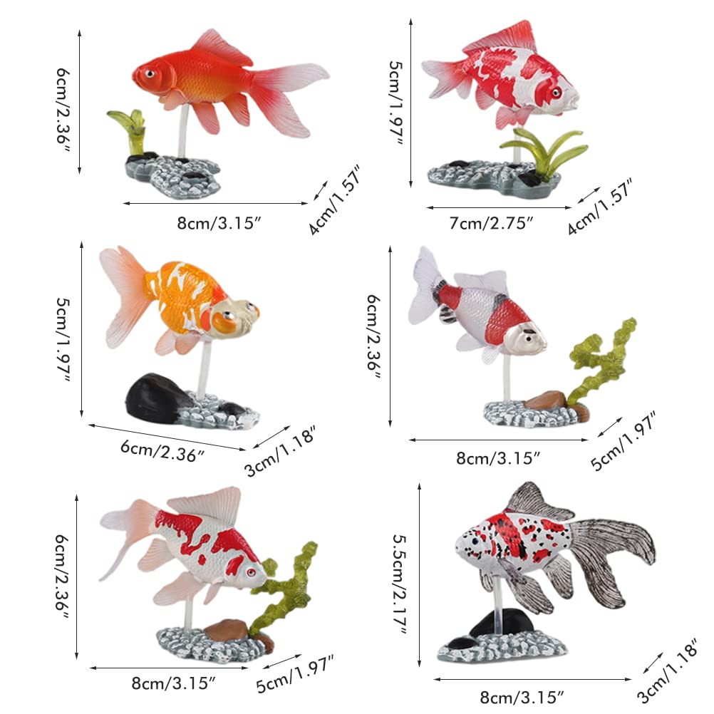 Urhomy Mini Goldfish Figure 3D Goldfish Goldfish Model Aquarium Interior Aquarium Set of 6 Set, Encyclopedia, Toy, Decoration, Figurine, Ornament,