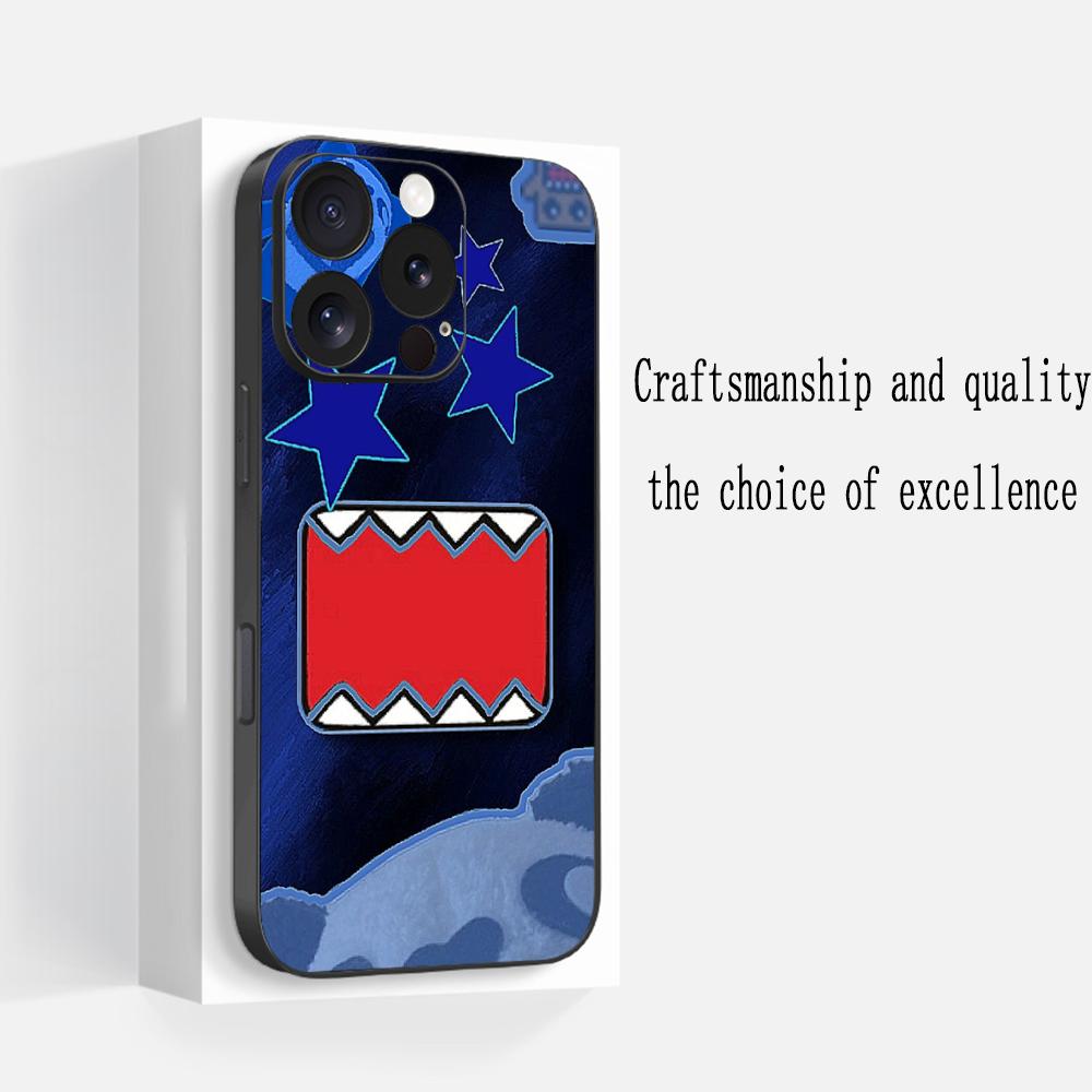 Domo kun cute cartoon anime pattern Phone Case For iPhone 17 16 e 15 14 13 12 Plus Mini Pro Max Soft black Shockproof Cover