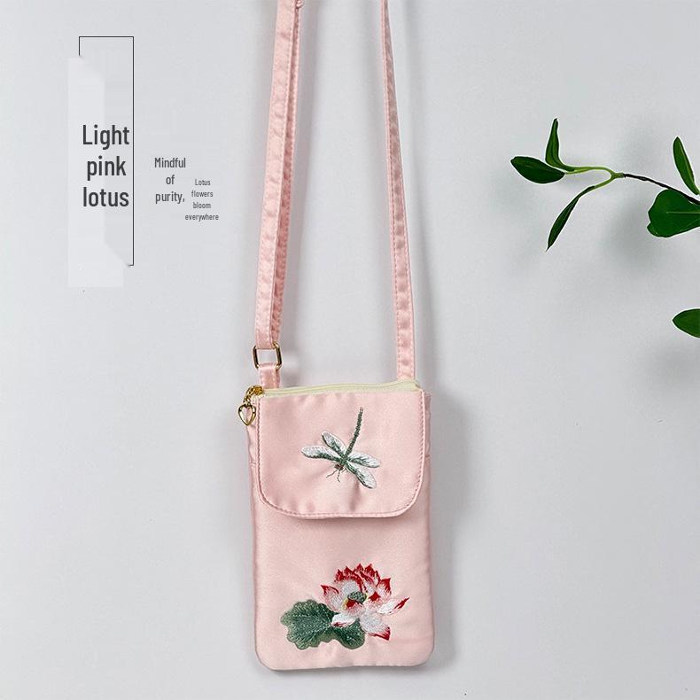 

Трендовая вышитая двухслойная сумка-кроссбоди для телефона - Универсальная, литературная и стильная 12.5cm x 18.5cm x 1cm