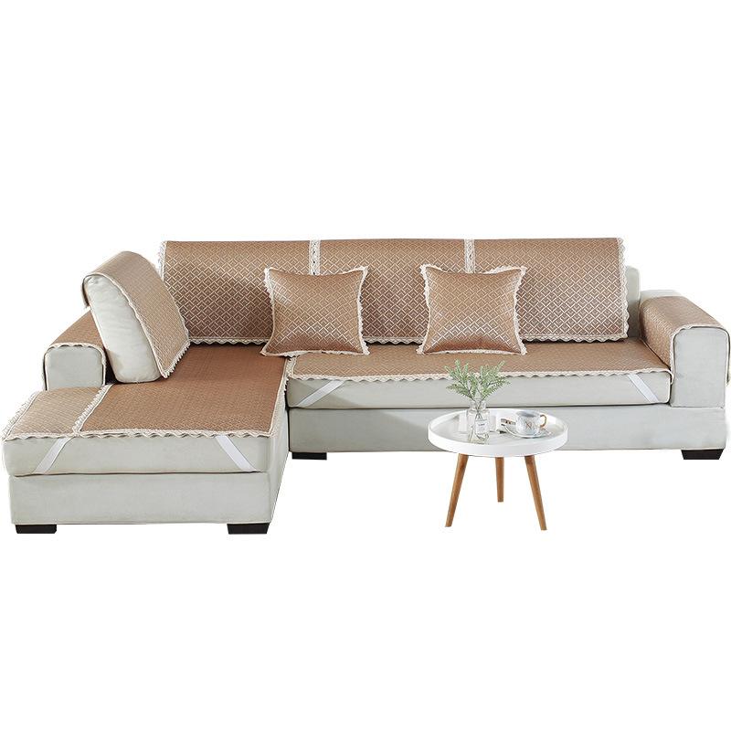 Summer Ice Silk Rattan Mat Sofa Cushion Simple Modern Breathable Non-Slip Summer Sofa Mat Cushion Cover Towel