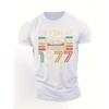 European Sizes 1977 Limited Edition Men's Vintage Cassette Graphic T-Shirt - Retro Geometric Stripes, Light Grey Regular Fit Short Sleeve Summer Top
