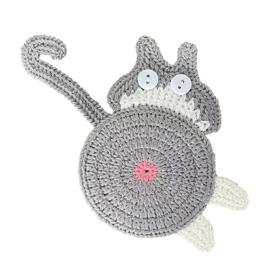 

В язана підставка під чашку з котом Гачком Форма кота Підставка під каву для декору дому офісу Захист стільниці Смішні подарунки для жінок мами друзів колег H