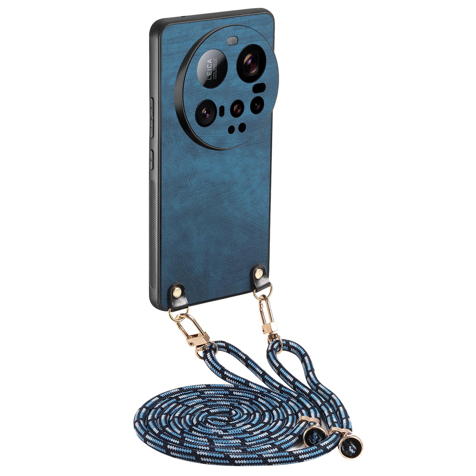 

Чехол-накладка для телефона Xiaomi 15 Ultra из ретро-кожи с регулируемым ремешком Blue