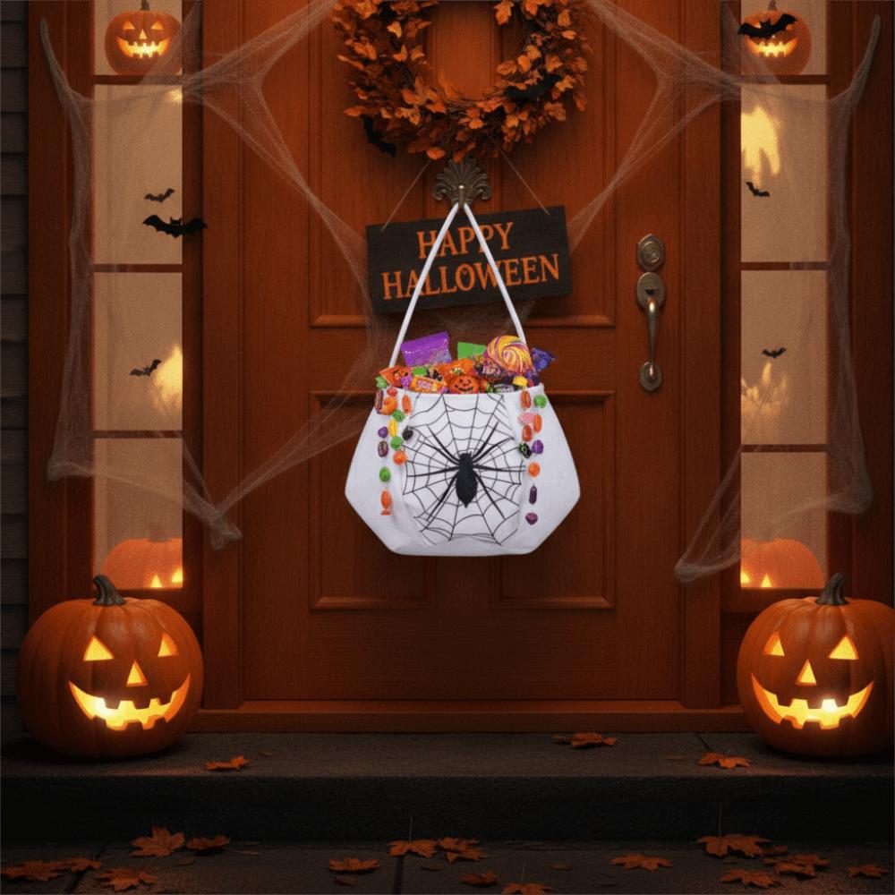 White Halloween Ghost Candy Bag Reusable Snack Storage Bag Halloween Candy Bucket Outdoor