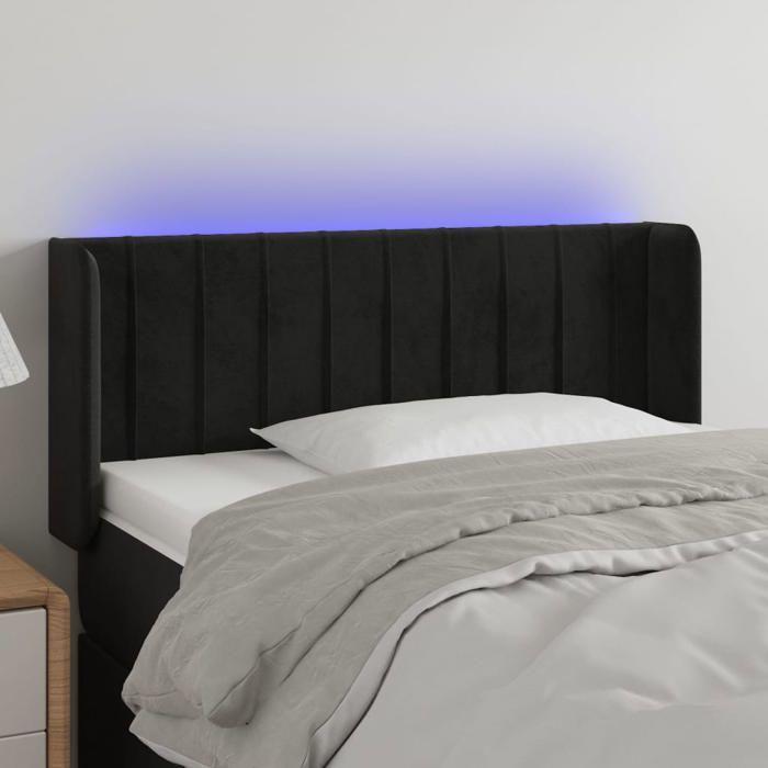 VidaXL Tête de Lit à LED Meuble de Chambre à Coucher Accessoire de Lit Simple Tête de Cadre de Lit Intérieur Noir 3123506