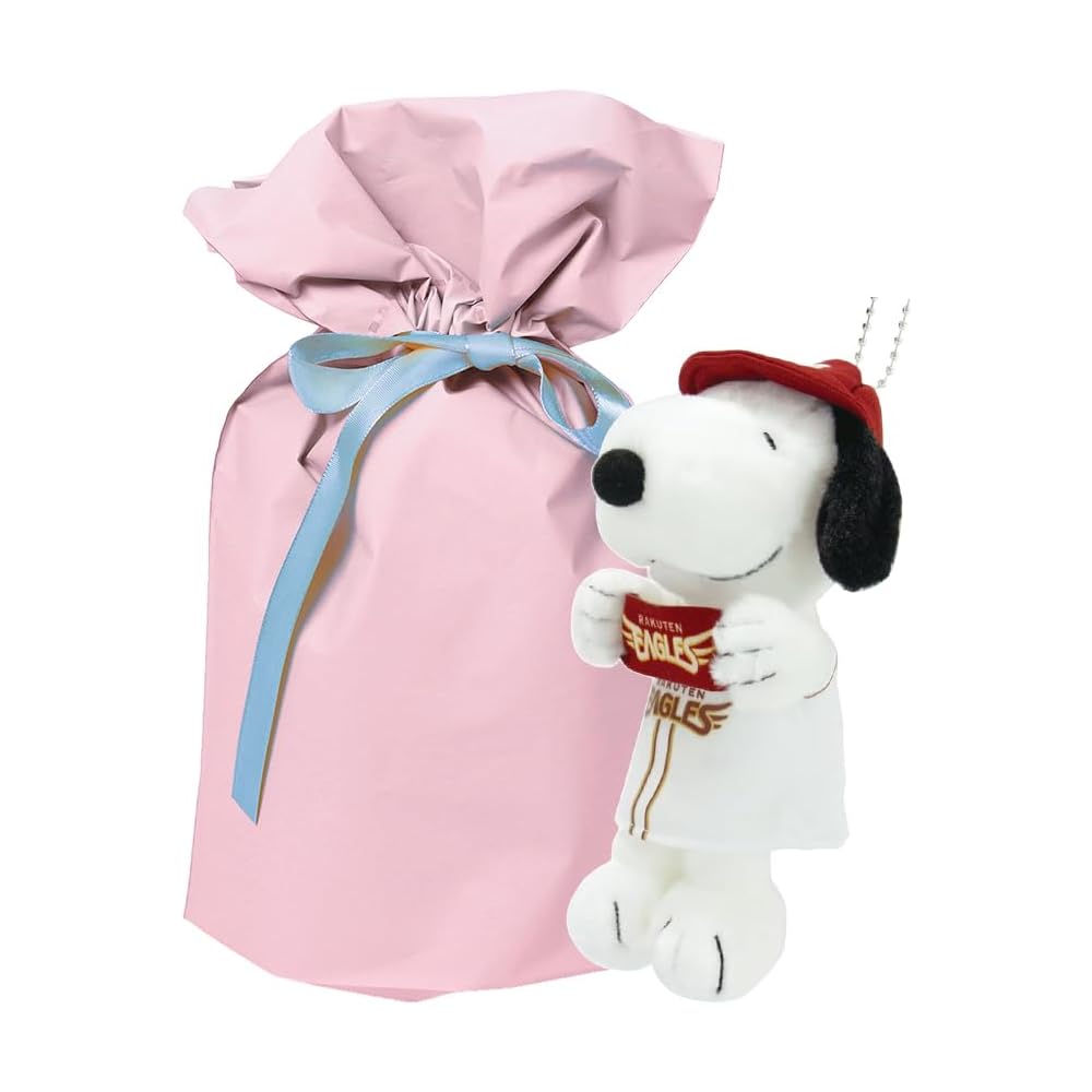 Yoshitoku Snoopy Plush Strap 18cm Official Licensed Tohoku Rakuten Golden Eagles Pink Color with Gift Bag