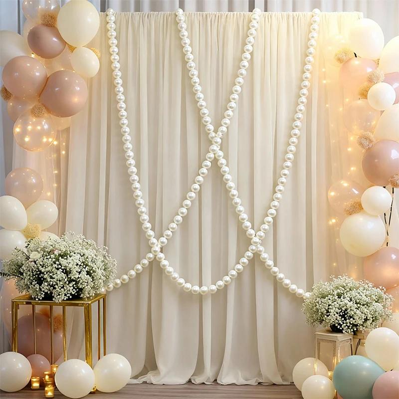 DIY Wedding Simulated Plastic Pearl Backdrop Wall Decor Faux Large Pearl Beaded Garland White Ball Pendant & Figurine 5.5cm/8cm