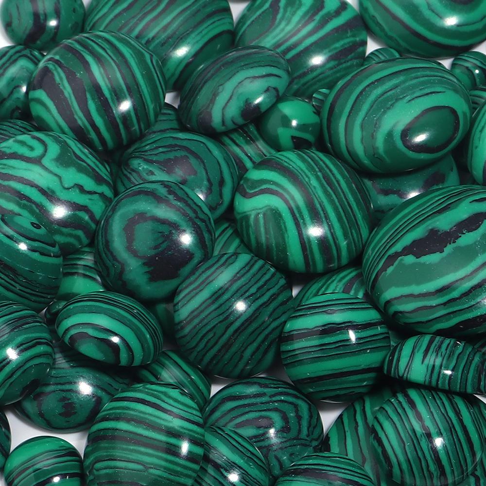Malachite Natural Stone Beads Cabochon For Jewelry Makin Round Flat Loose Spacer Beads DIY Bracelet Necklace Accessories