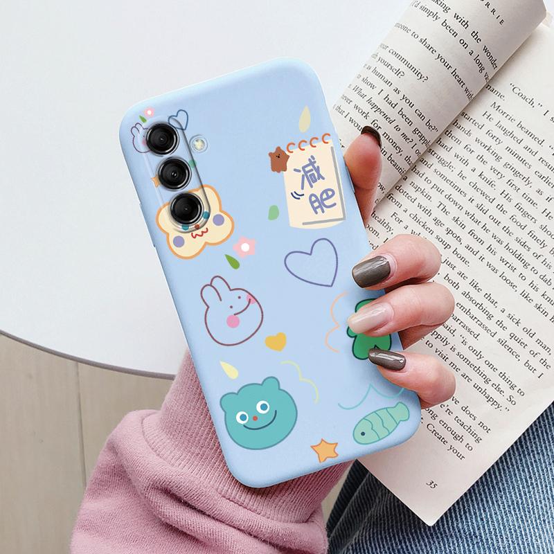 Coque Funda Pour Samsung Galaxy M14 M34 M54 5G Housse Fleur Colorée Cœur Dessin Animé Souple TPU Coque Pour Samsung M 14 Léopard Capa