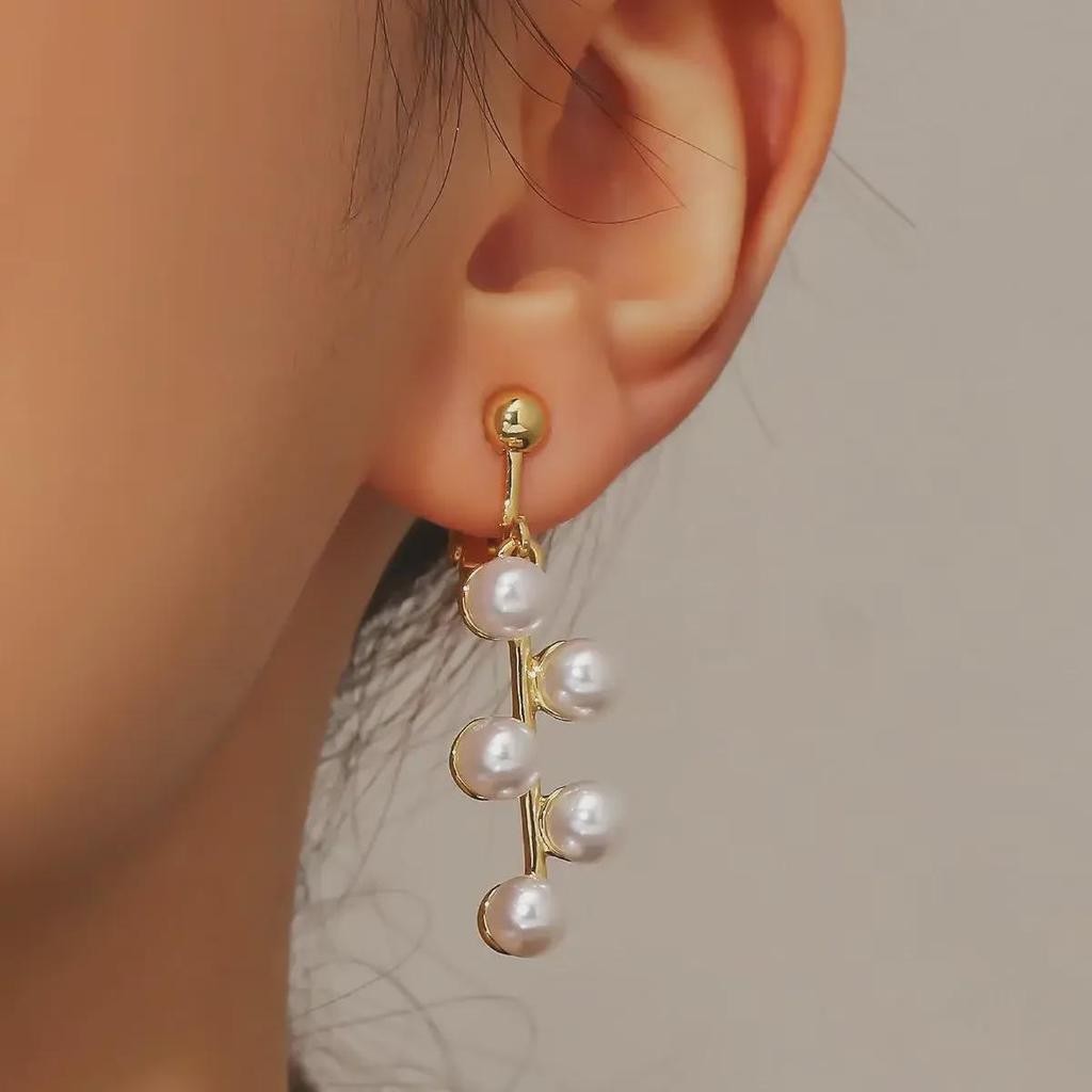 Elegant Retro Pearl Metal Ear Clips – No Piercing Needed