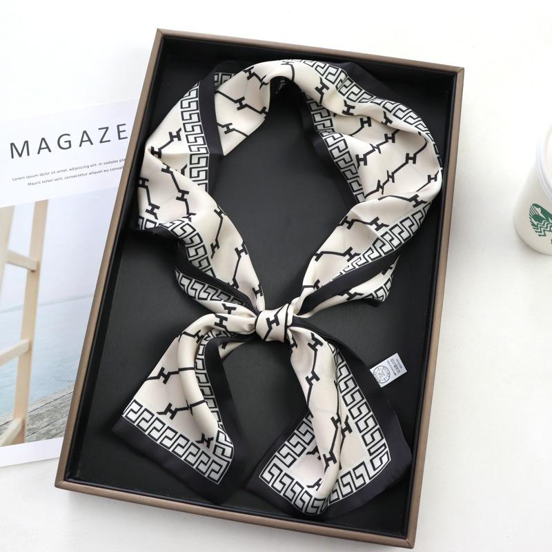 Hair Print Summer Long Silk Feeling Scarf For Women Fashion Neck Tie Hand Bag Foulard Wrist Luxury Kerchief Shawl Wraps Hajib