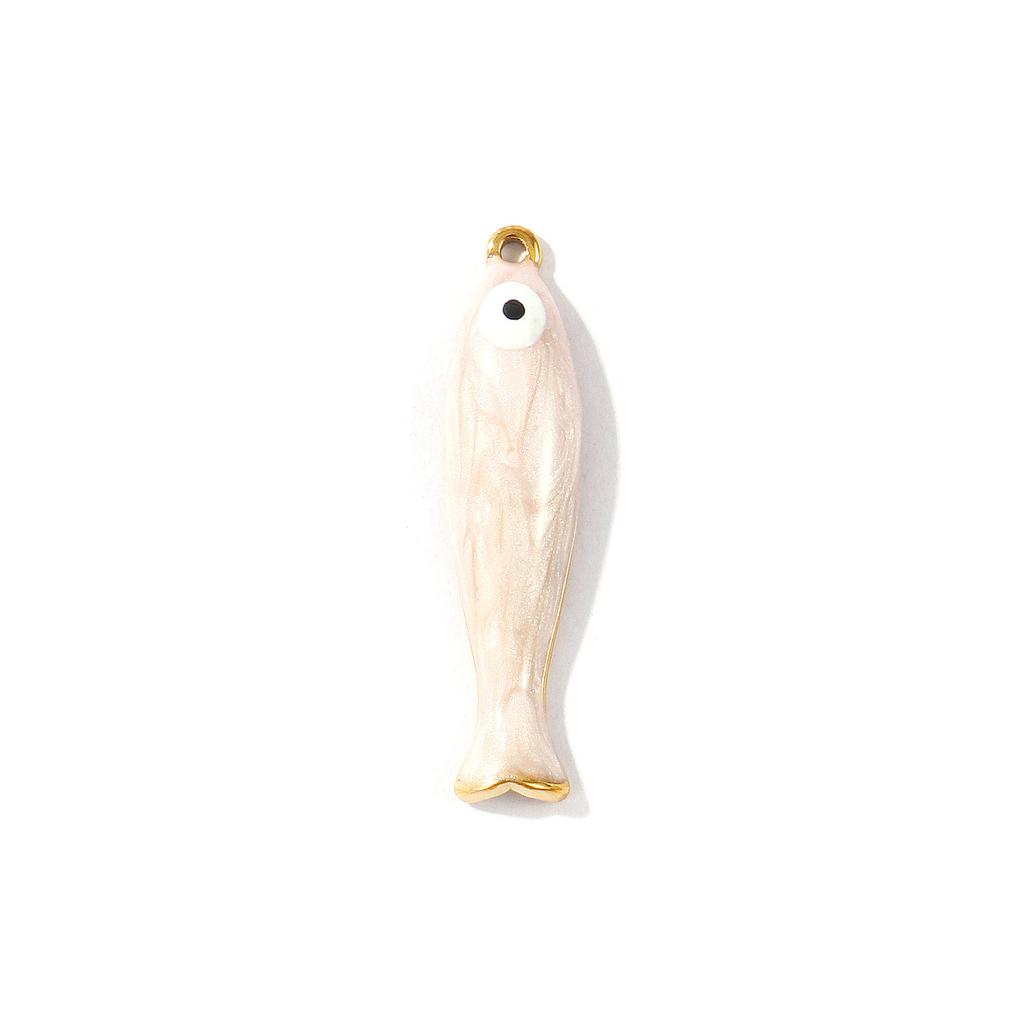 2 Pezzi Smalto Impermeabile Perlescente Pesce Acciaio Inossidabile 304 Charms Gioielli Oceano Pendenti Placcati Oro 18K Per Creazione Collane Fai da Te