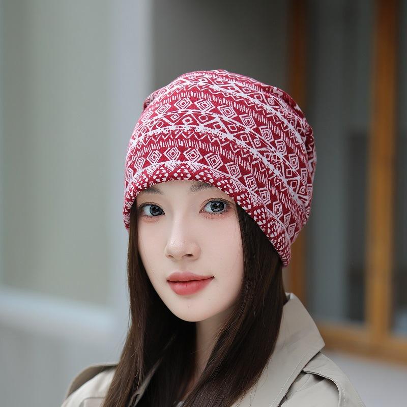 Printed Pullover Hat, Women's Pullover Hat, Double-layer Thin Confinement Hat, Bald Hat, Windproof Cycling Hat, Nightcap, Scarf Cover.
