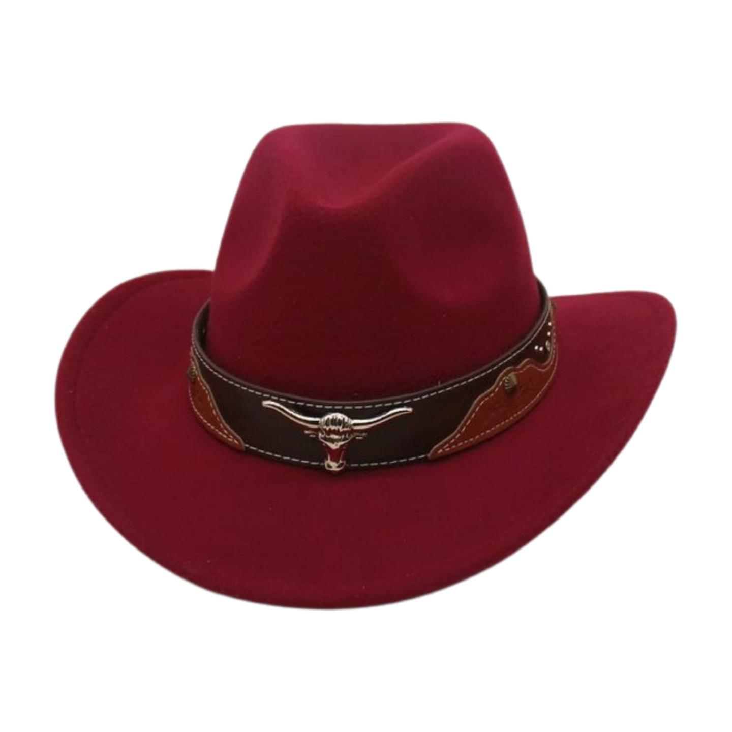 Этнический Стиль Открытый Верховая Езда Высококачественный Цилиндр Голова Коровы Креативная Шляпа Ковбойская Шляпа one size [d denim]