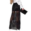 Women Skirt Elastic High Waist Solid Color Shiny Sequin Decoration Slimming Leg Shape Maxi Skirt Party Date Skirt Daily Wear