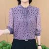 Spring and Summer Fashion Temperament Shirt Stand-up Collar Printed Long-sleeved Women's Blouse