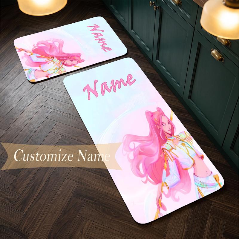 mira (14) Customize Name Flannel Kitchen Mat Soft Non-Slip Kitchen Floor Runner Rug for Home Kitchen Decor