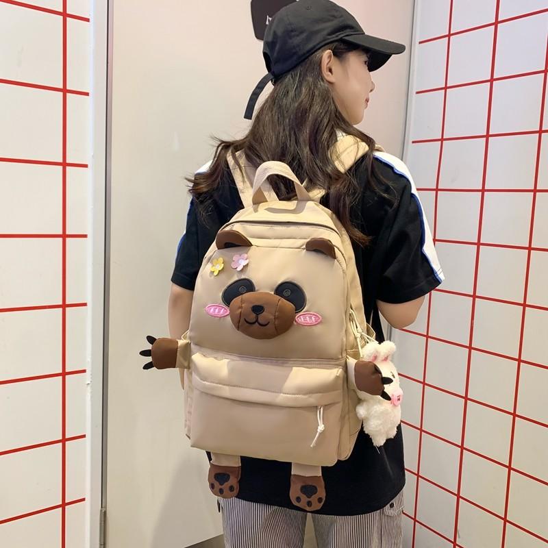 Panda Backpack Student Schoolbag Women's College Style Large Capacity Lightweight Backpack