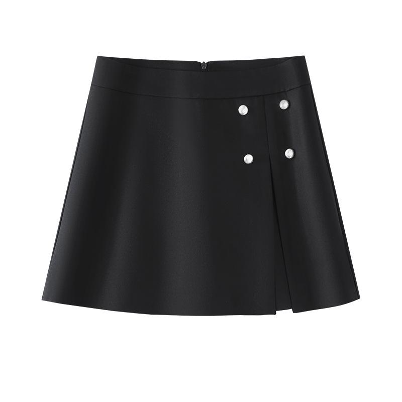 

Женская черная миди-юбка: Весна и осень 2025, свободный А-силуэт, стройнящий, облегающий бедра дизайн 3XL чёрный