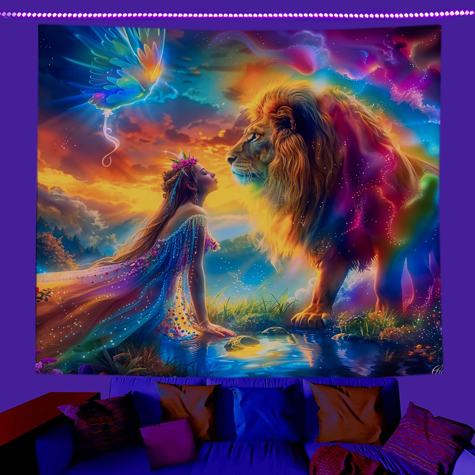 

Флуоресцентный гобелен с изображением черепа «Двенадцать созвездий» для настенного украшения спальни 180x230 cm