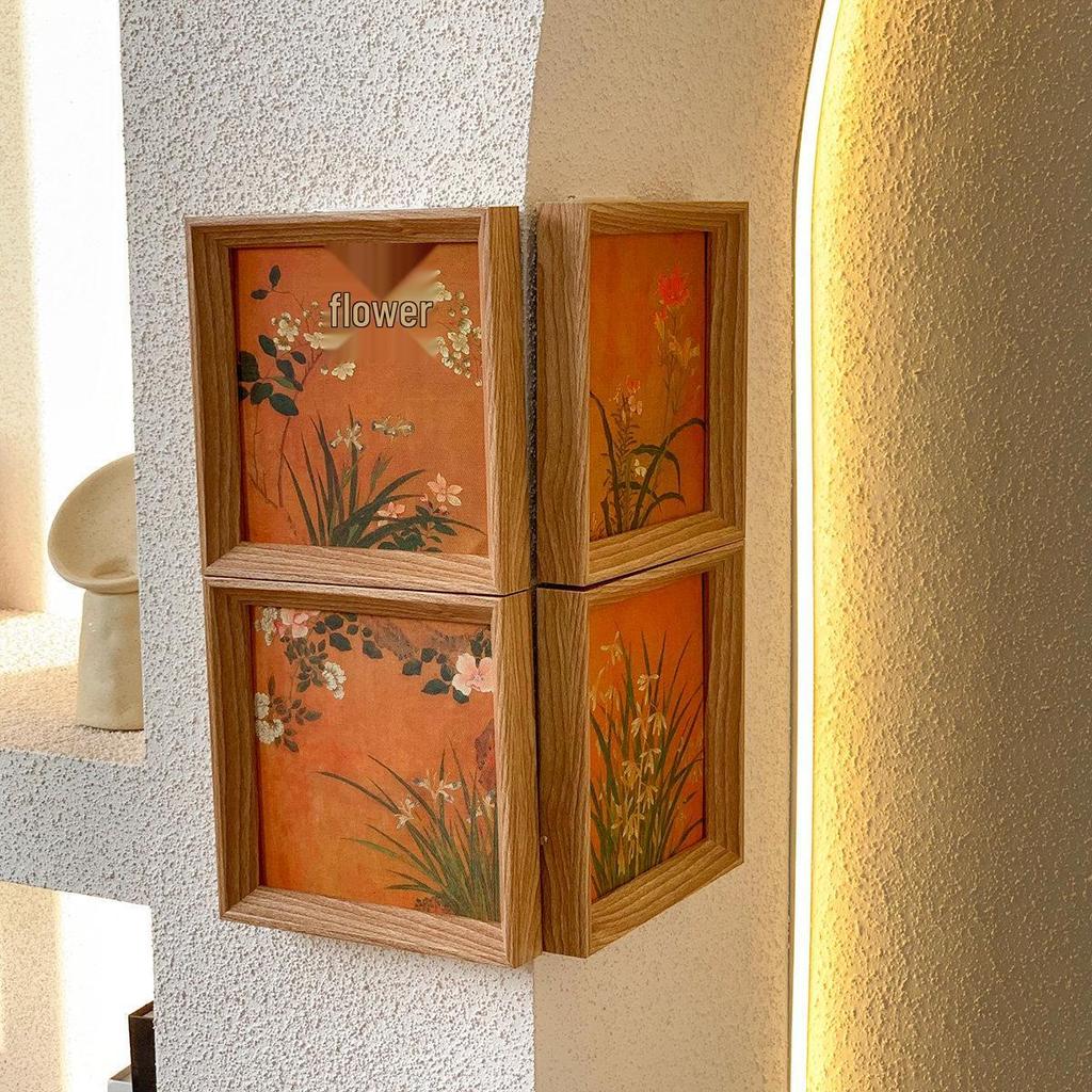 Vintage Retro Floral Greenery Oil Painting - Square Chinese Decor for Living Room and Study Walls