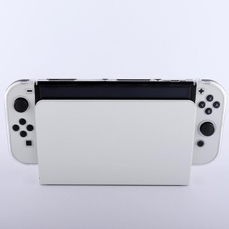 For Nintendo Switch OLED Protector Transparent Hard PC Case with Kickstand