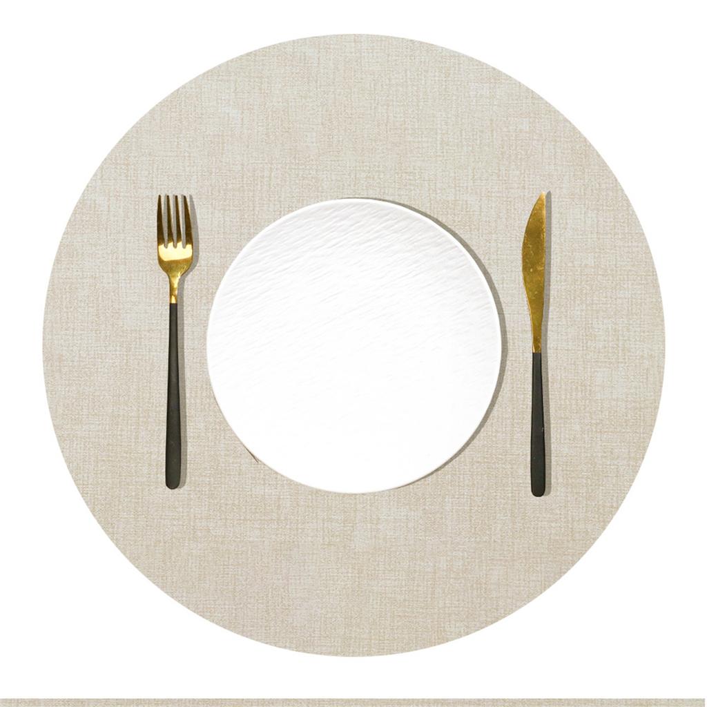 4 Pack 33cm Round PVC Placemats with Waterproof Coating and Thermal Insulation Suitable for Dining and Outdoor Use