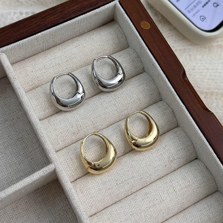 925 Silver Vintage Gold Round Earrings For Women Trendy Circle Jewelry Prevent Allergy Party Gifts