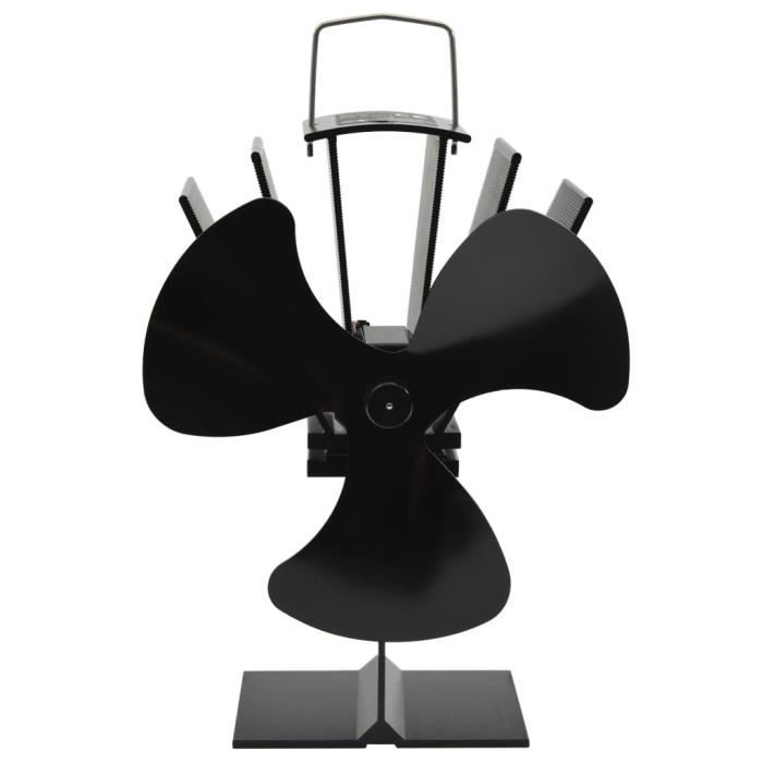 VidaXL Heat-Powered Stove Fan 3 Blades Black