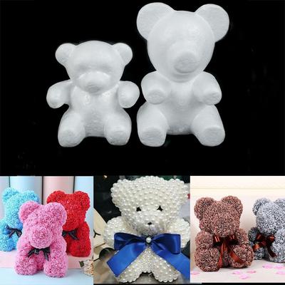 Polystyrene Styrofoam White Foam Bear Mold Artificial Flower Head Rose Bear Valentine's Day Gifts Party Wedding Decoration