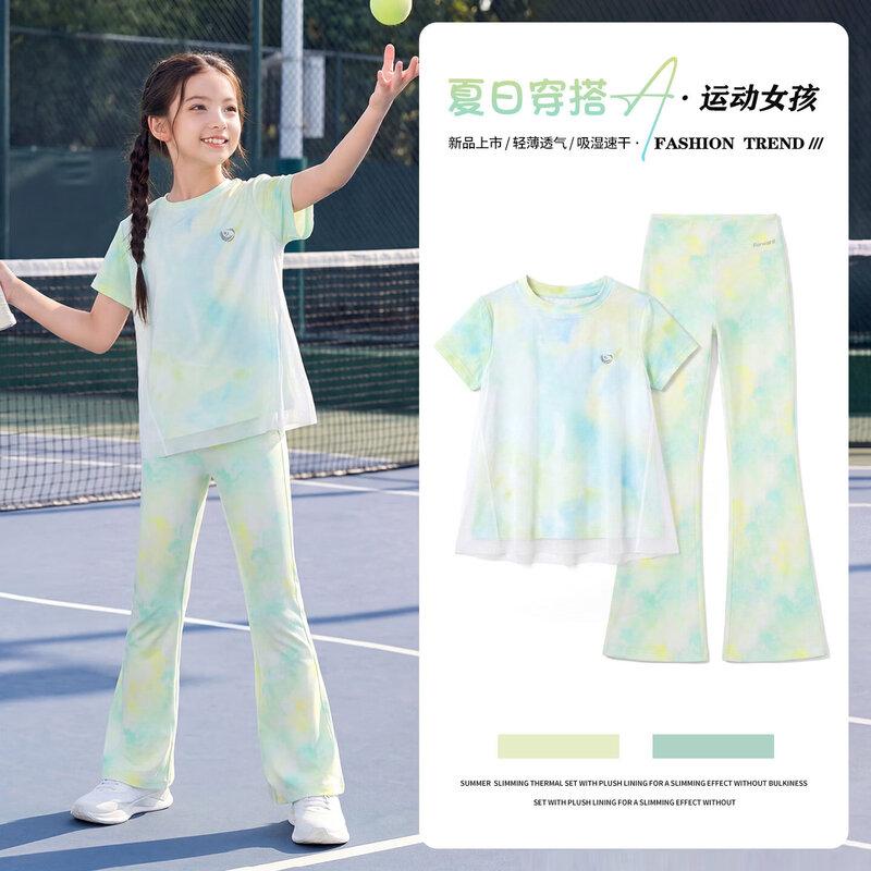 Moonkids Girls' Summer Quick-Dry Cooling Flared Pants Sports Set