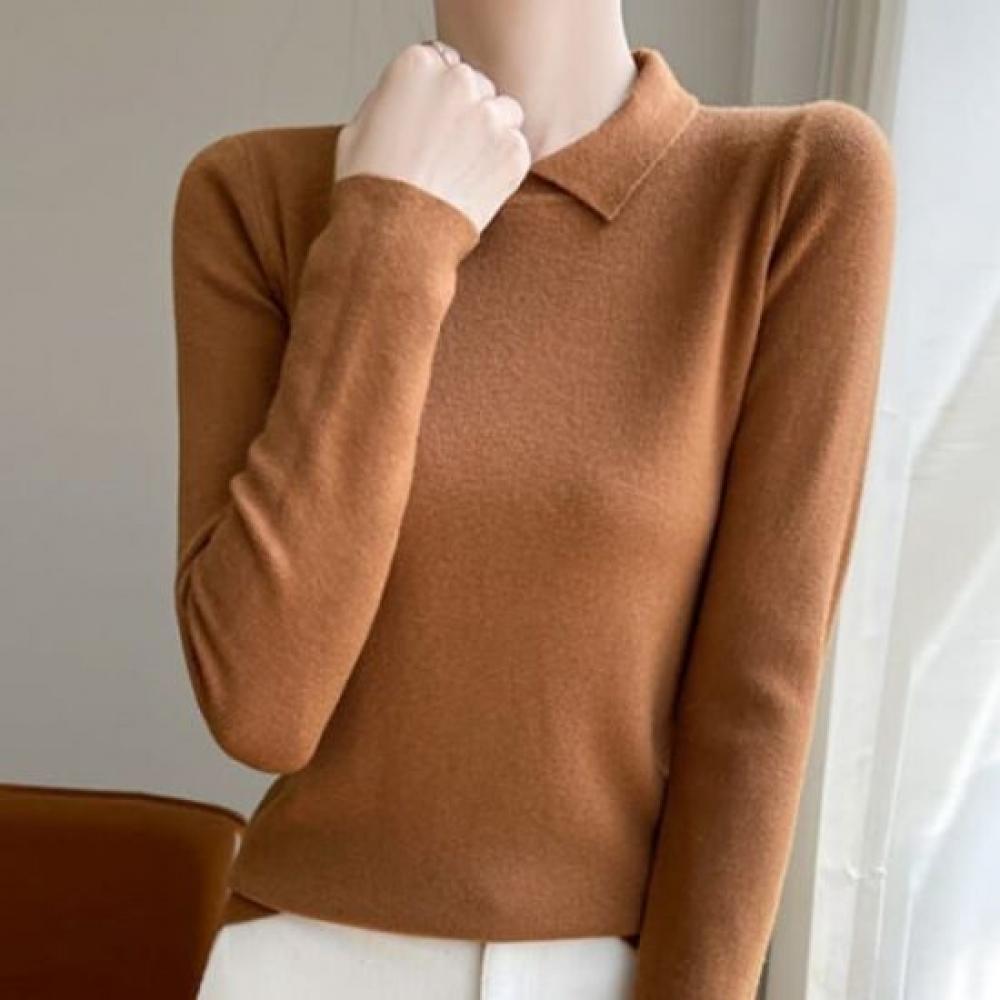 Navava Men Simple Daily Long Sleeve Collar KniT T shirT Nk2315