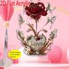 2D Flat Bohemiants Heart-shaped Rose Acrylic Desktop Decoration, Suitable for Wall Decoration, Porch, Room, Villa, Accents Home, Hallway, or Workplace