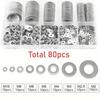 1PACK 80-580pcs Flat Gasket Combination Set, Easy To Install, Size M2-M12 Is Suitable for Home, Car