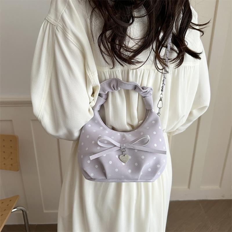 Bags Women's Polka Dot Bow Shoulder Bag Chain Crossbody Cloud Bag