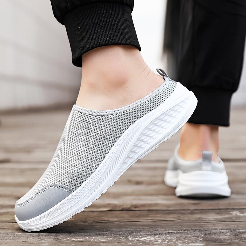 39-48 Men's Large Size Mesh Half Drag Home Casual Shoes Indoor Slippers