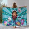 Süßes Gabby's Puppenhaus Cartoon Mädchen Flanelldecke, Ultra Weiche Warme Plüschdecke für Zuhause Schlafzimmer Bett Sofa Abdeckung Camping Picknick