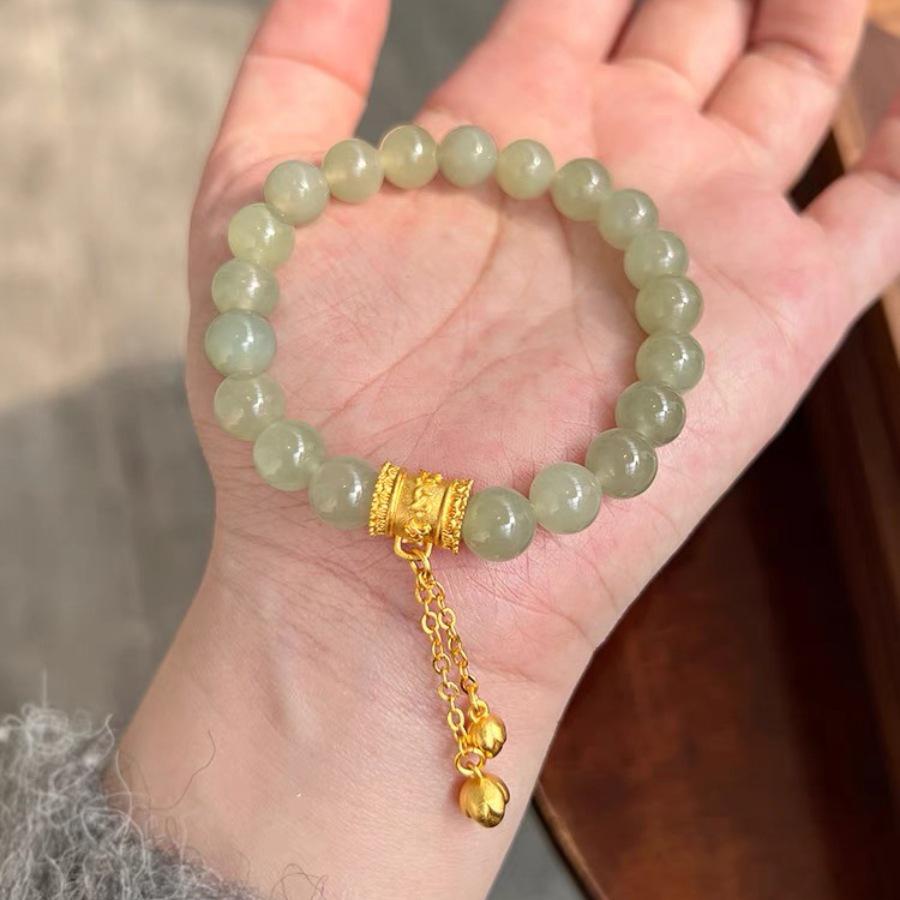 Yanhuo Renjia Sun Qian Green Beaded Bracelet - Elegant Ancient Chinese Style Jewelry