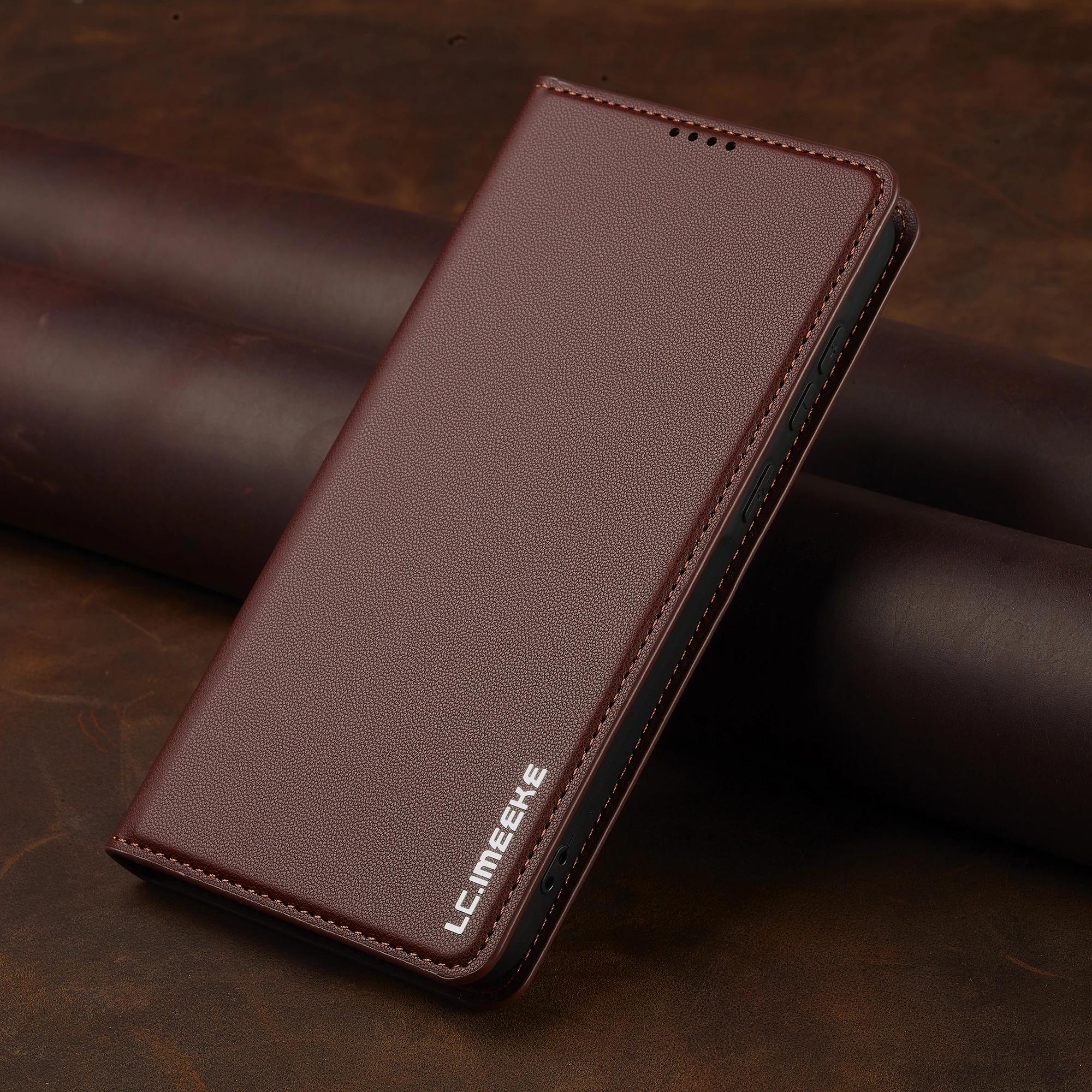 

Ультратонкий відкидний шкіряний чохол для Samsung Galaxy A15 A35 A55 A14 A34 A54 A52 5G S24 S23 Ultra S22 S21 Plus S20 FE Бізнес-чохол For Samsung S24 FE коричневий