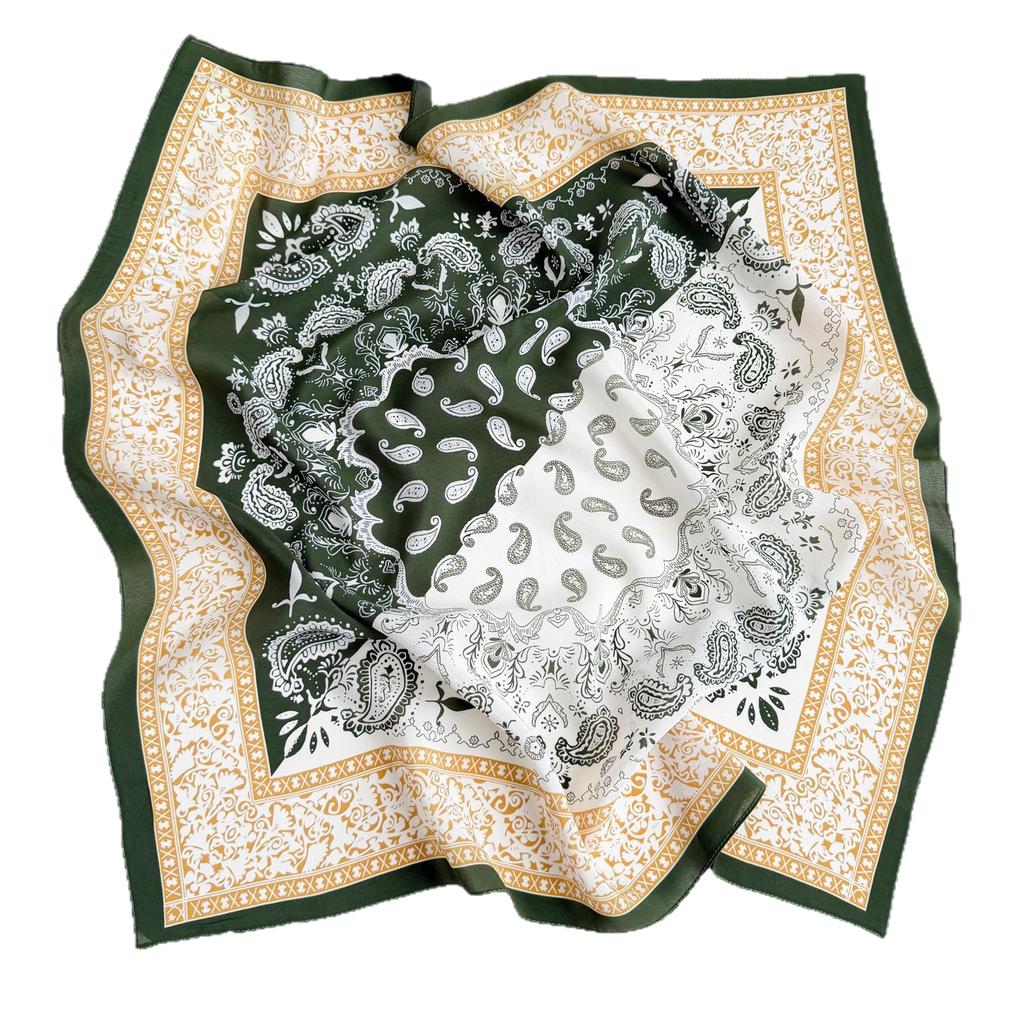 Retro Old Money Wind Silk Double Crepe Silk Scarf Women's Spring and Summer Senior Sense Versatile 100% Mulberry Silk Square Scarf Thin Scarf