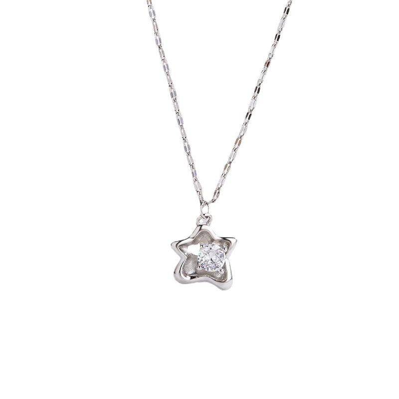 Elegant Korean Style S925 Silver Pink Star Zircon Necklace - Trendy Women's Clavicle Chain Choker