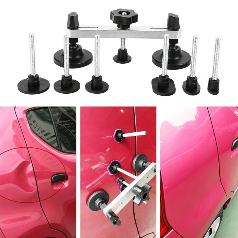 Professional Auto Body Dents Repair Tool Set with Aluminum Puller Bridge and Multiple Pulling Heads for Basic Vehicle Repair Tasks