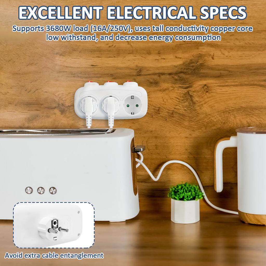 Multi Plug EU Socket Adapter With ON/OFF Individual Switch 250V European Standard Multiple Electric Sockets AC Power Converter