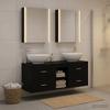 5 Piece Bathroom Furniture Set Black Oak Engineered Wood and Glass