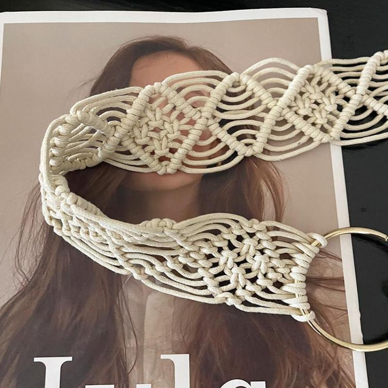 Elegant Temperament Waistband Ethnic Style Belt Hollow Retro Bohemian Belt Dress Waist Rope Round Ring Tassel Waist Chain