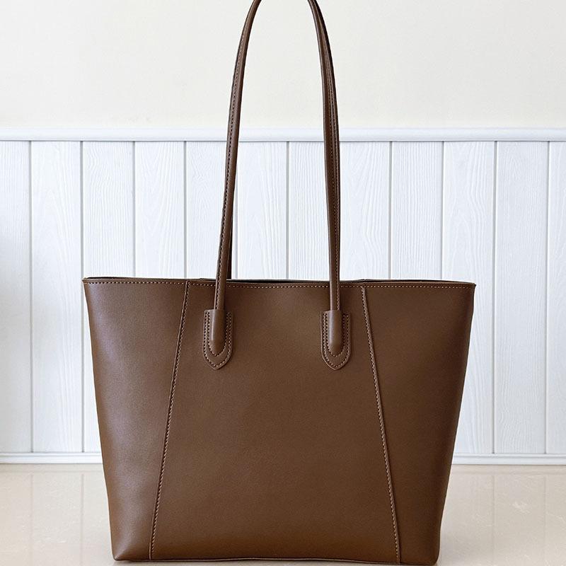 Tote Bag Large Capacity Solid Color Simple Commuter Shoulder Bag Autumn Fashion Versatile Women's Bag