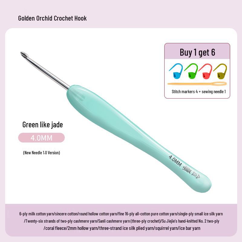 Soft Grip Resin Crochet Hook with Hand-Polished Stainless Steel Needle for Doll and Wool Knitting
