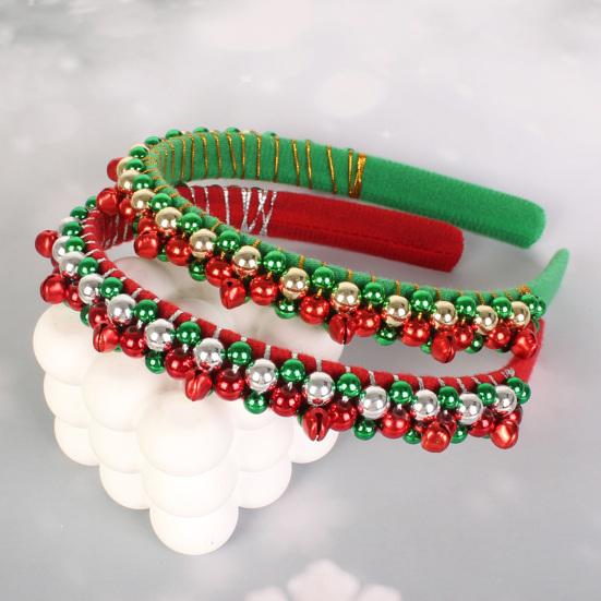 Christmas Headband Red Green Bell Decor Girls Headdress Holiday Season Party Hair Hoop Hair Accessory