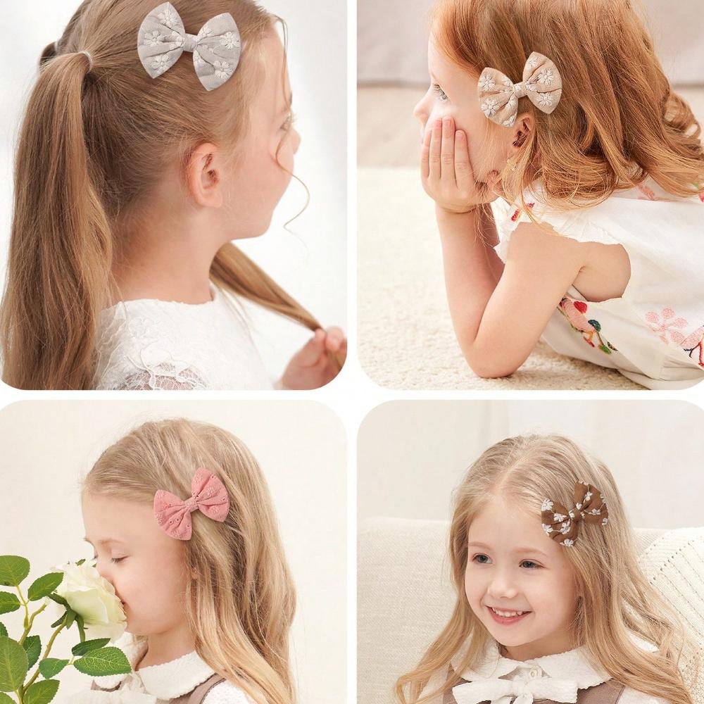 12/20pcs Sweet Flower Print Bowknot Hair Clips for Baby Girls Cute Cotton Bows Hairpins Barrettes Headwear Kids Hair Accessories